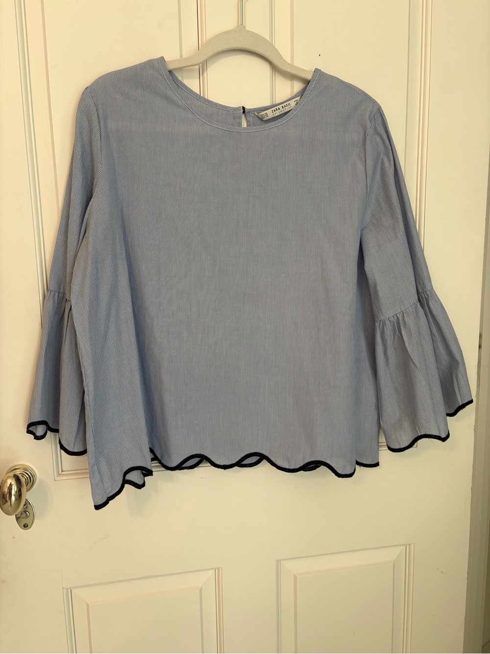 Zara Basic Blue Striped Top - Picture 2 of 5